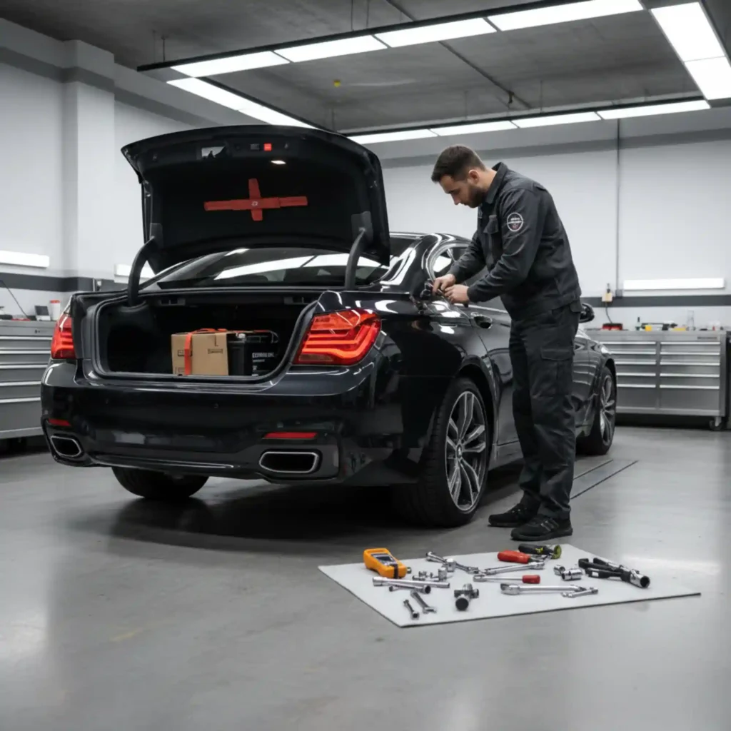 Battery Change-Black BMW Car-Station One Autos-Dubai