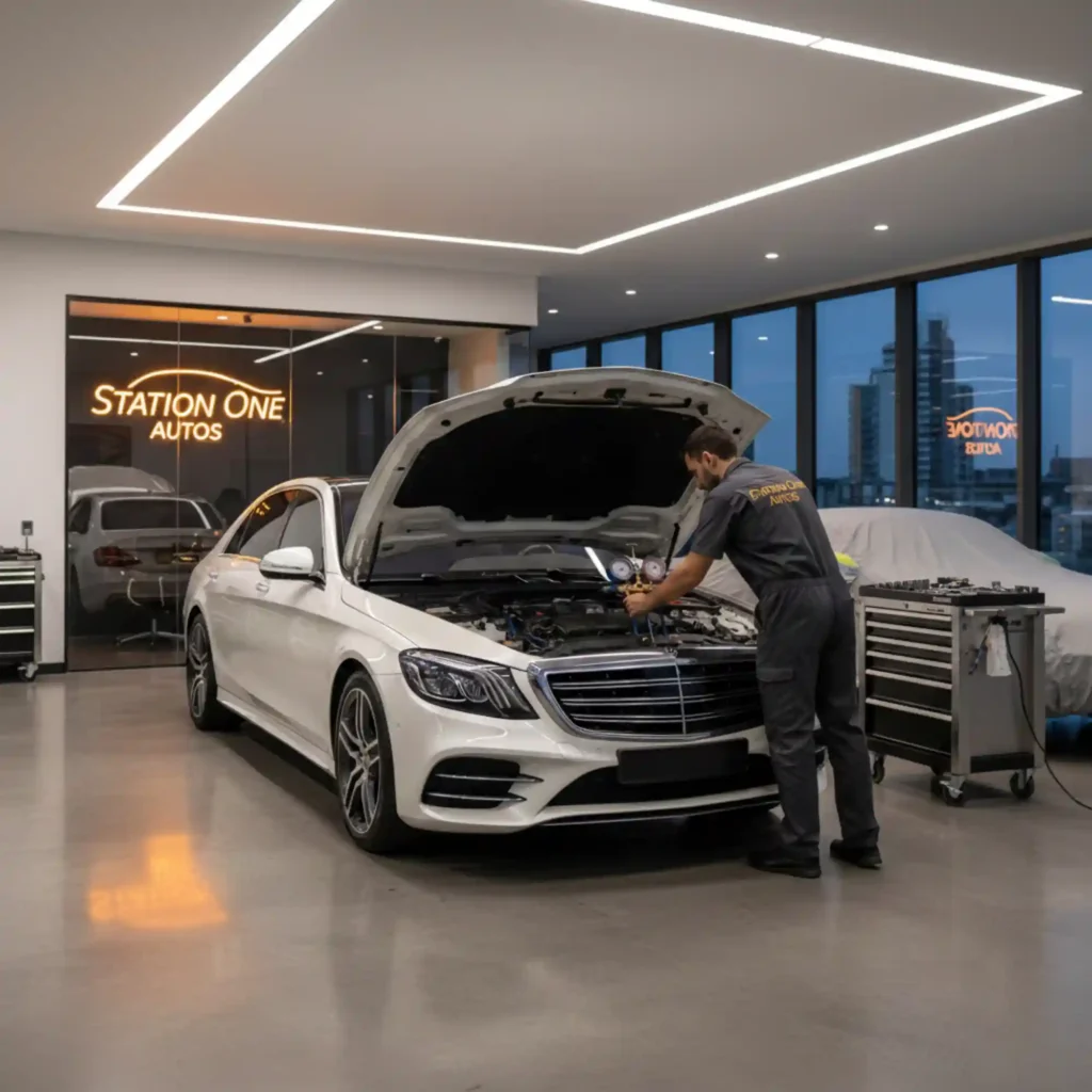 Battery Service-Grey Audi A8 Car-Station One Autos-Dubai