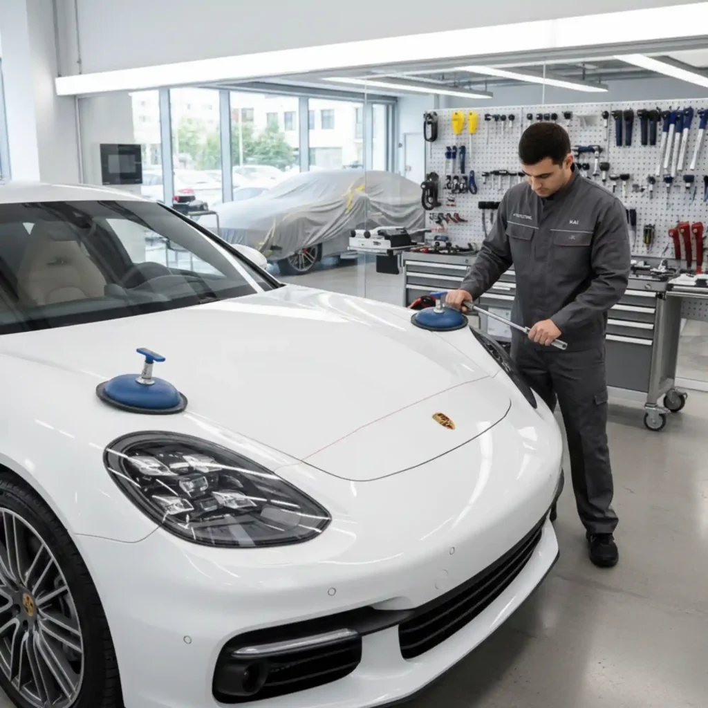 Body Works-White Porche Panamera Car-Station One Autos-Dubai