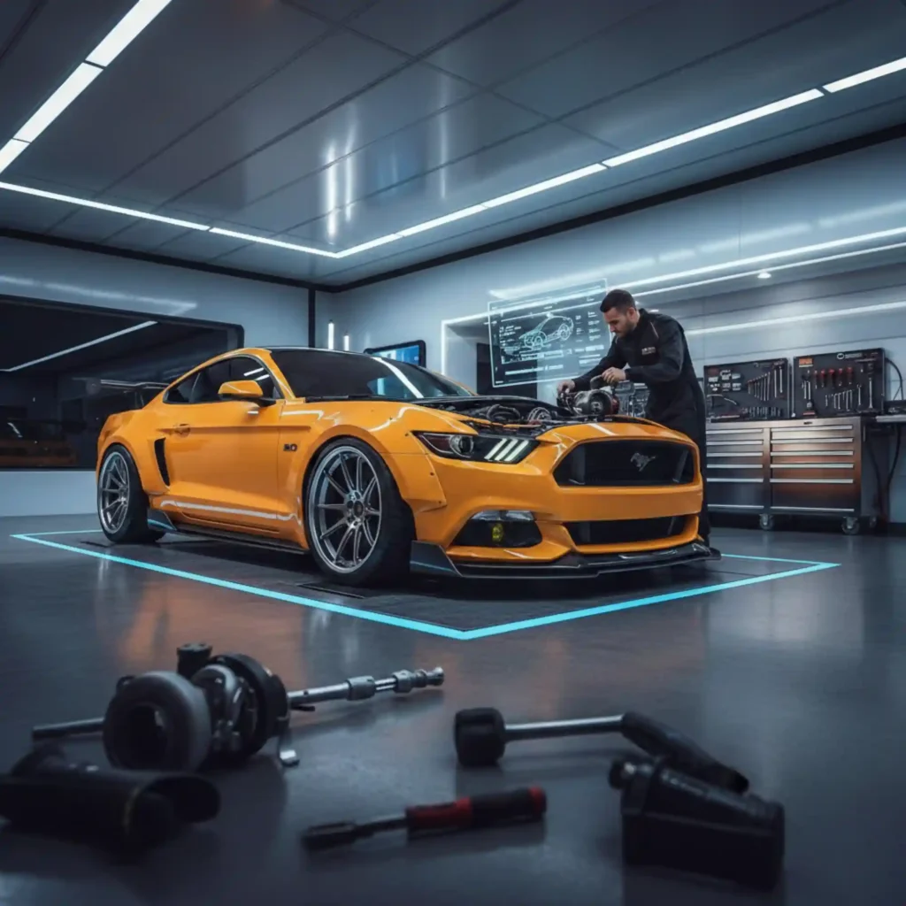 Car Modification-yellowish-orange Ford Mustang GT Car-Station One Autos-Services-Dubai