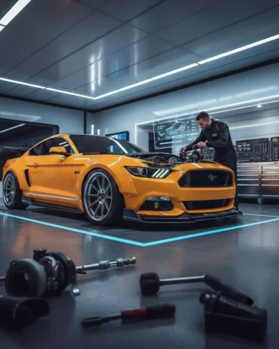 Car Modification-yellowish-orange Ford Mustang GT Car-Station One Autos-Services-Dubai
