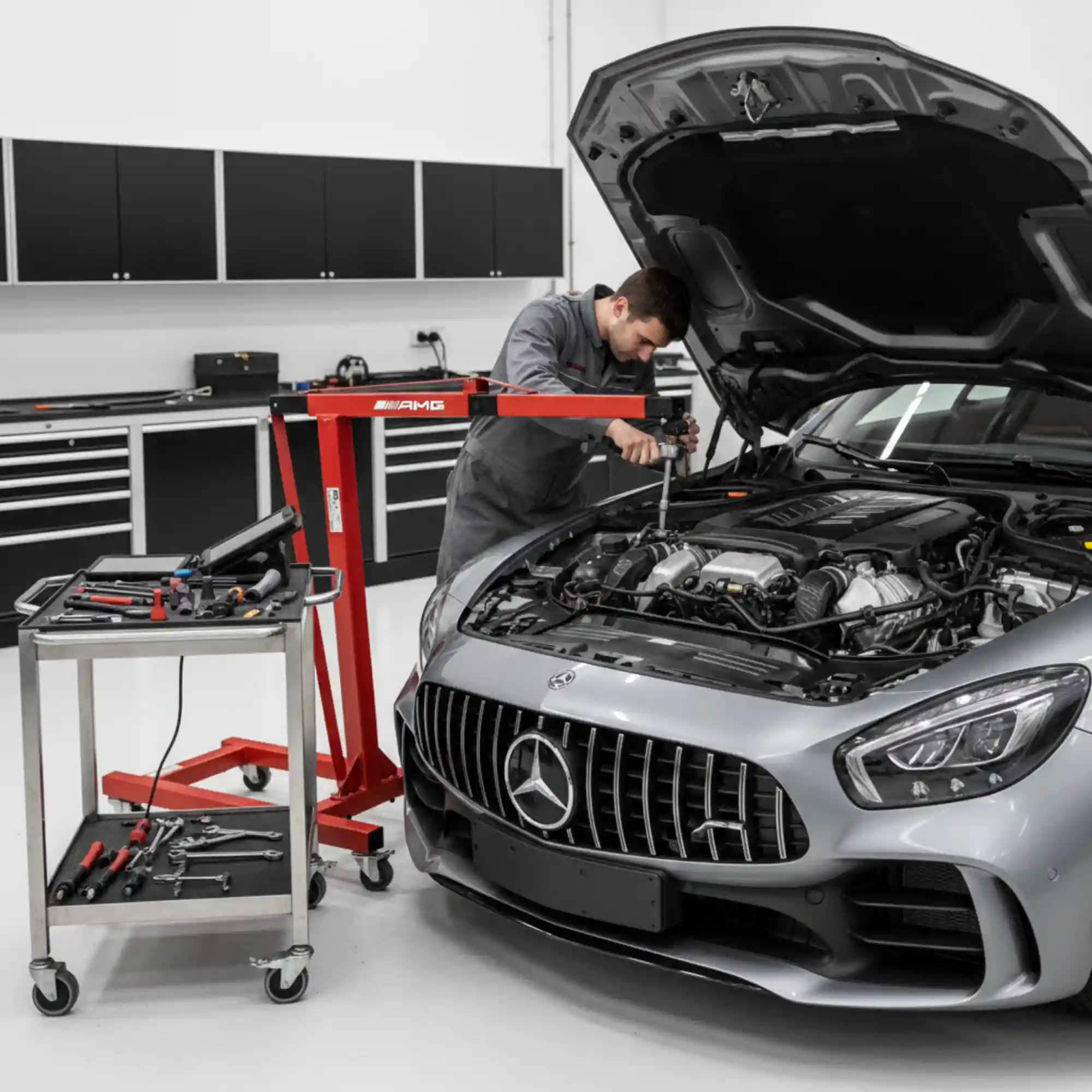 Engine Overhaul-gray Mercedes AMG GT Car-Station One Autos-Services-Dubai