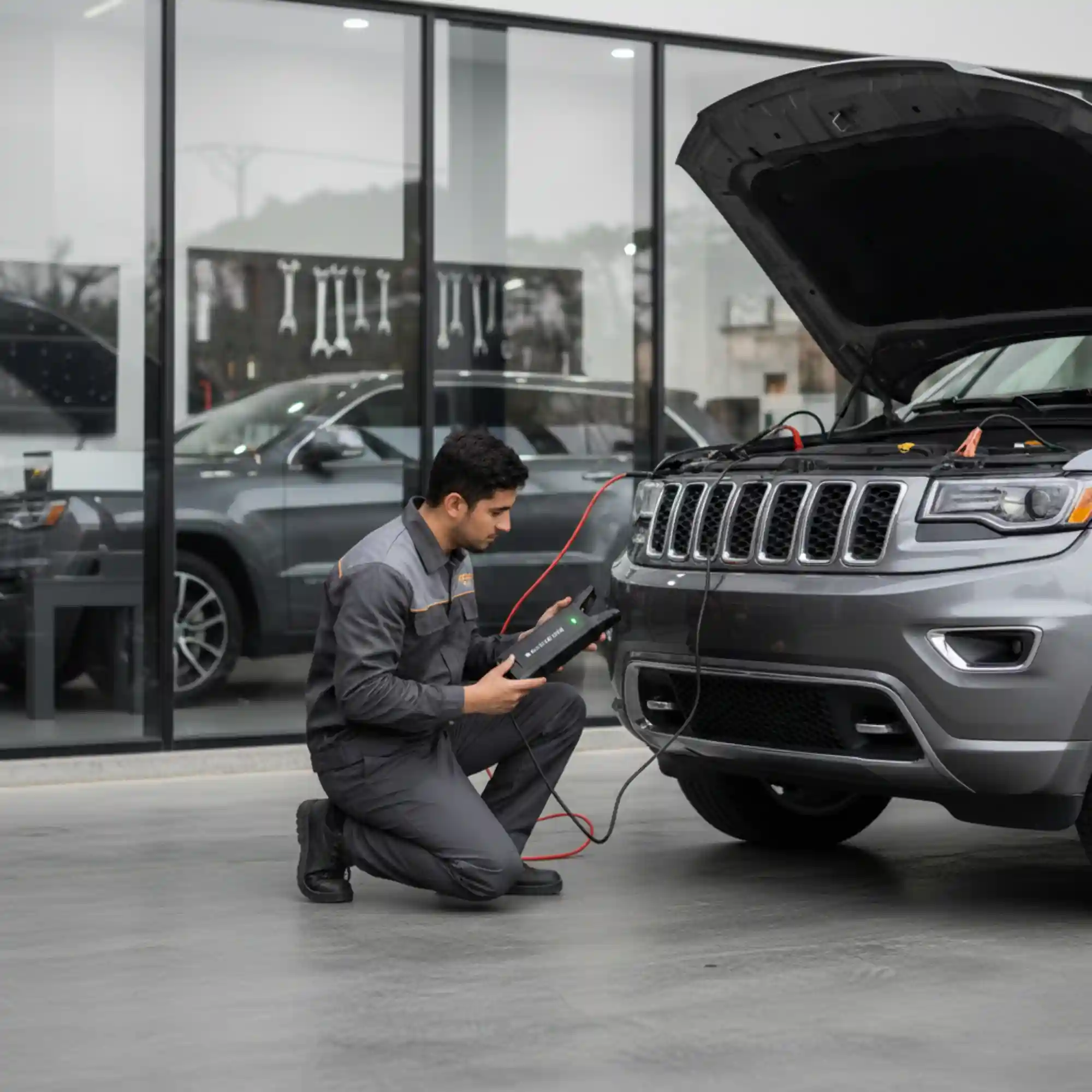 Jump Start-gray Jeep Grand Cherokee Car-Station One Autos-Services-Dubai