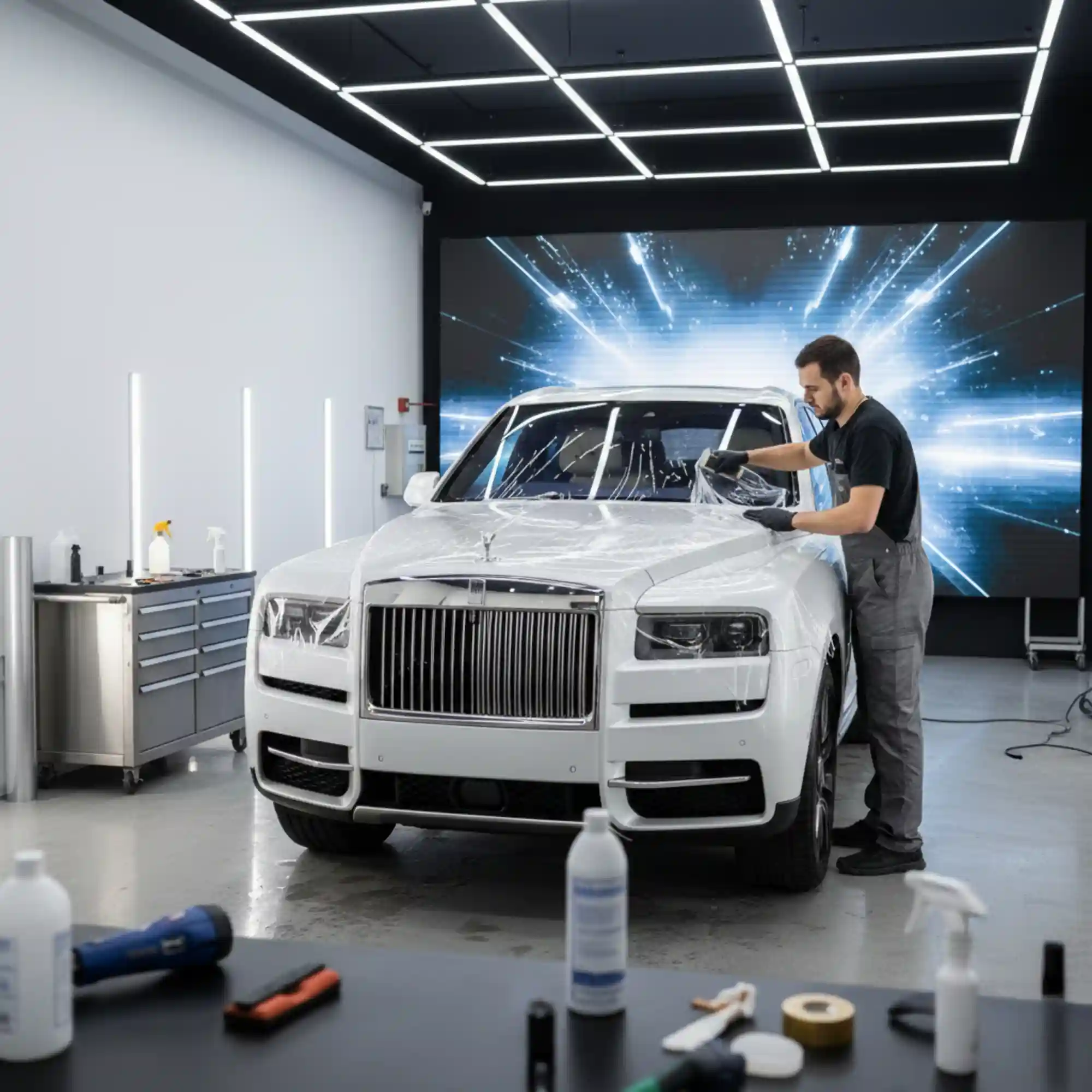 Wrap & PPF-white Rolls Royce Cullinan Car-Station One Autos-Services-Dubai