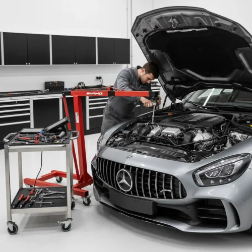 Engine Overhaul-gray Mercedes AMG GT Car-Station One Autos-Services-Dubai